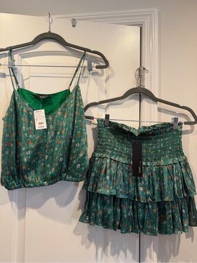 Reset  Floral Tiered Mini Skirt and Top Set Junior Size Large